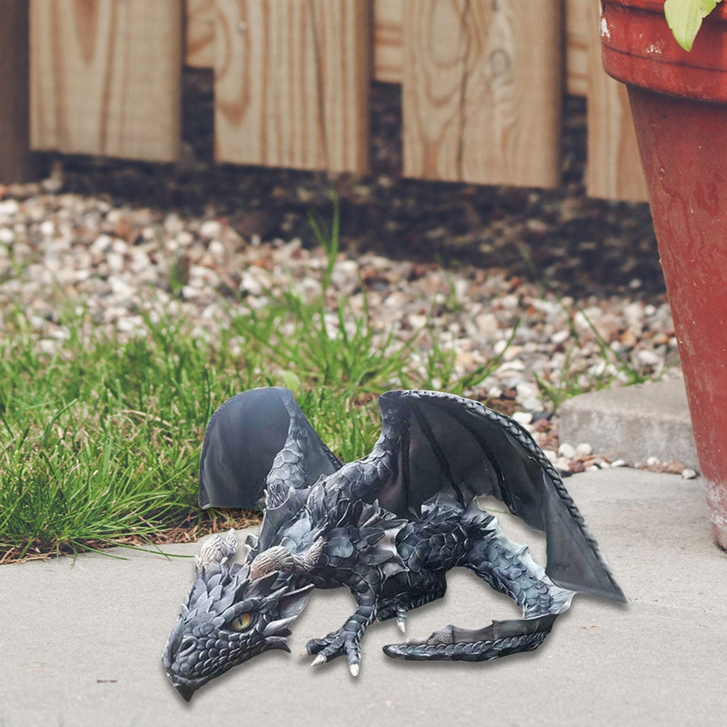 Crouching Dragon Guardian Statue – Dramatic Gothic Outdoor Decor