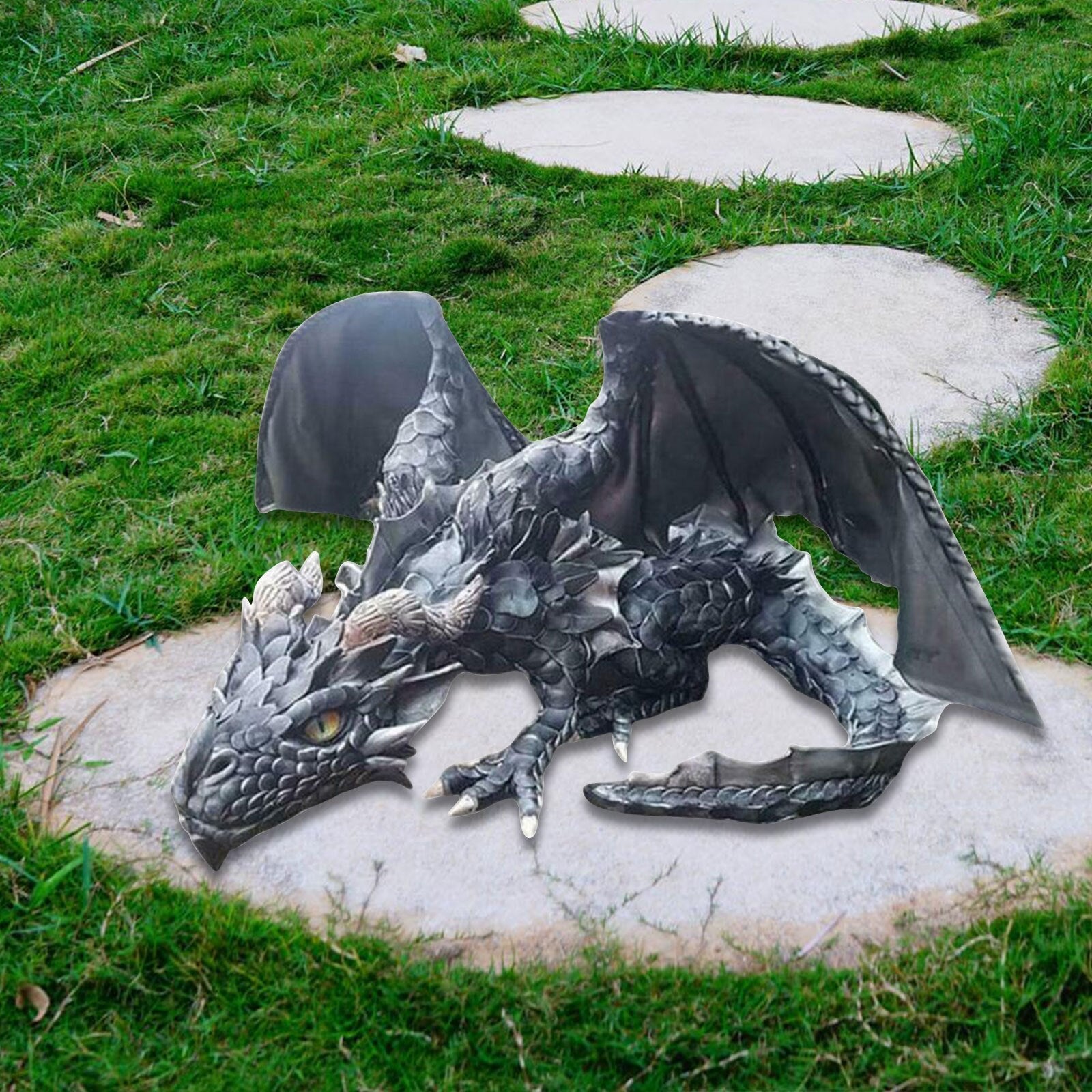 Crouching Dragon Guardian Statue – Dramatic Gothic Outdoor Decor