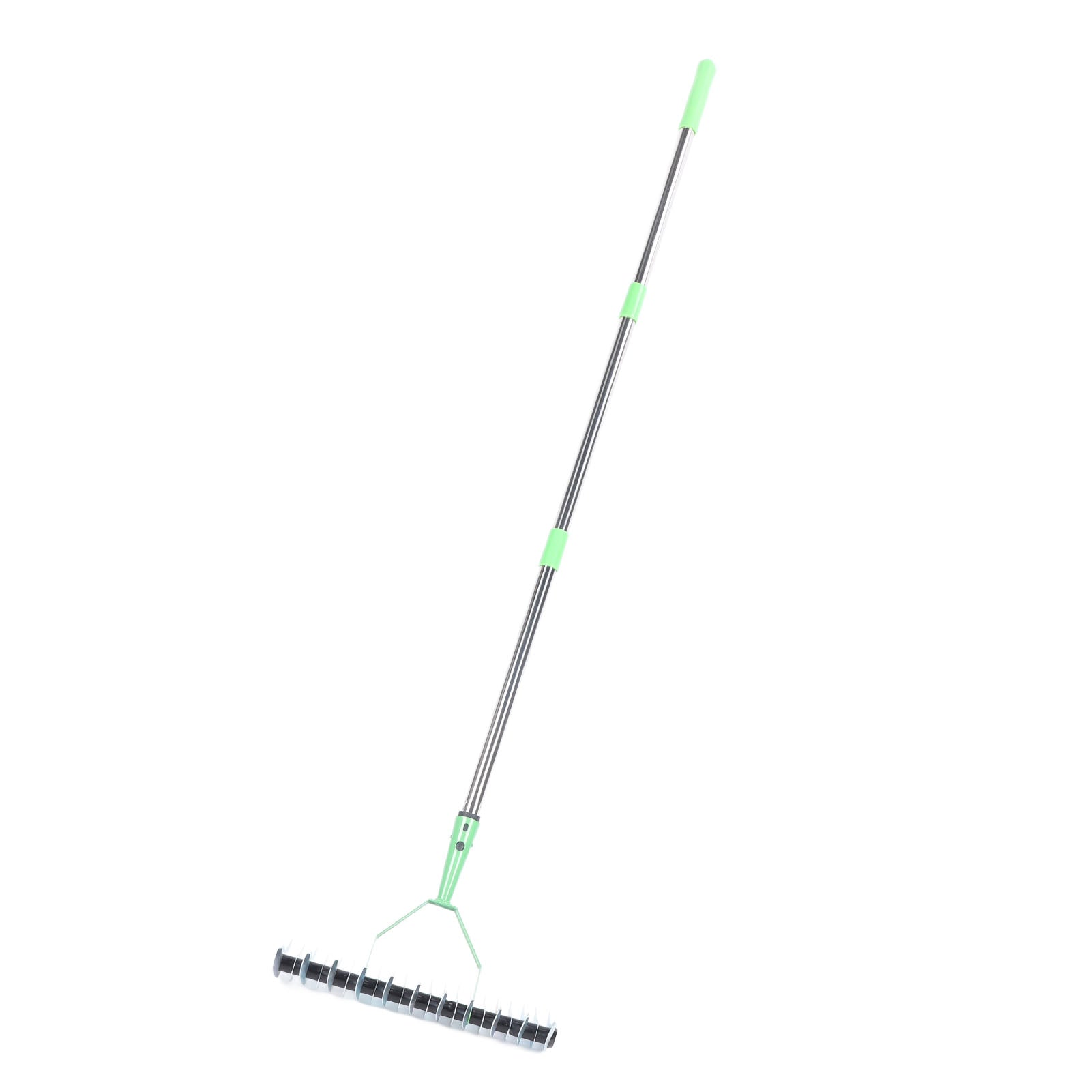 Extended-Reach Thatch Rake for Easy Dethatching of Dead Grass