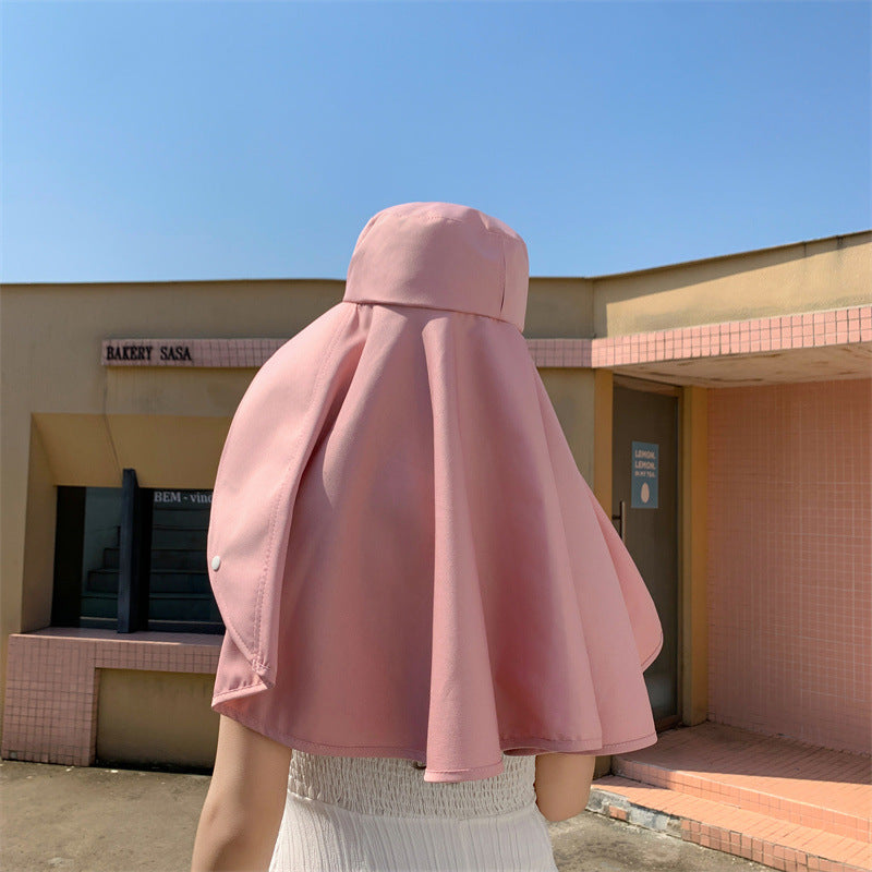 Chic Wide-Brim Shawl Hat with Sun Protection for Women