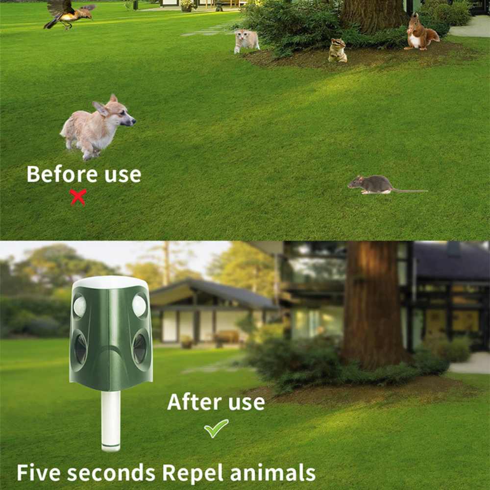 360° All-Around Animal Repellent & Deterrent – 3-in-1 Solution