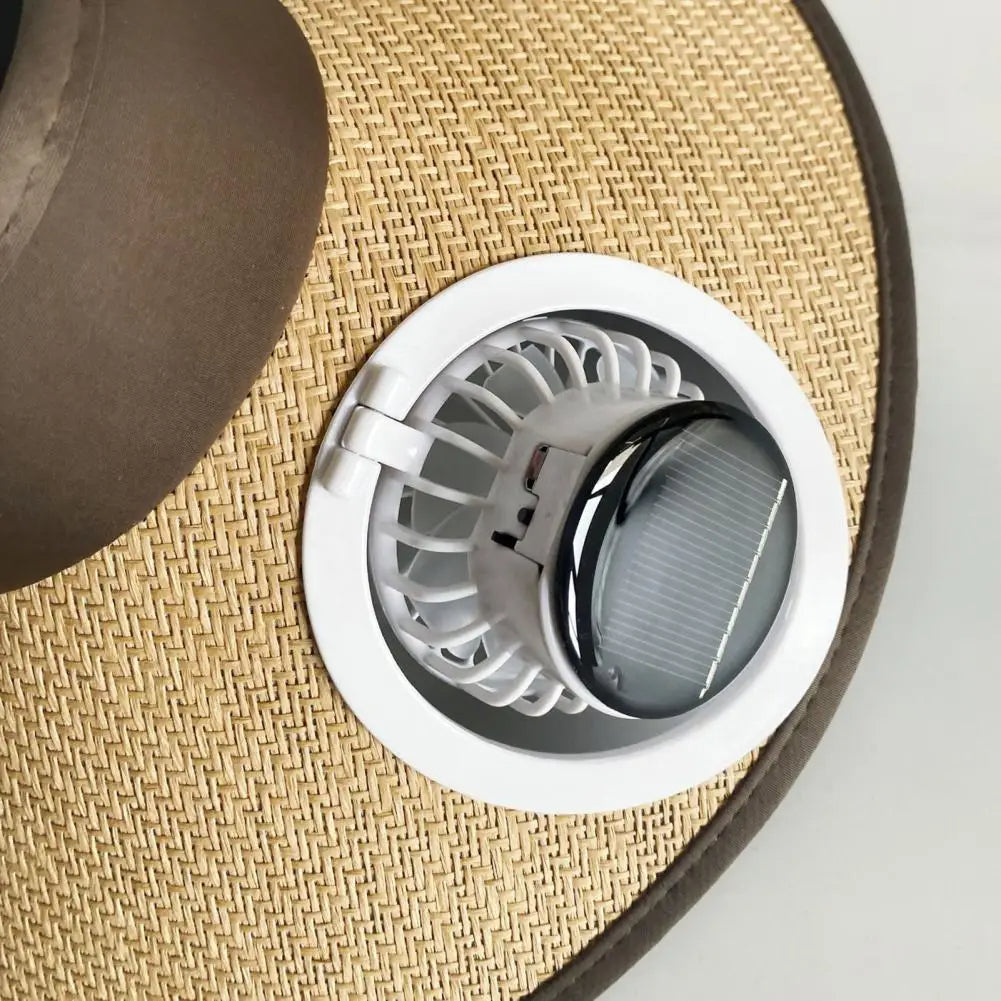 Wide-Brim Sun Hat with Integrated Solar-Powered Fan for All-Day Cooling