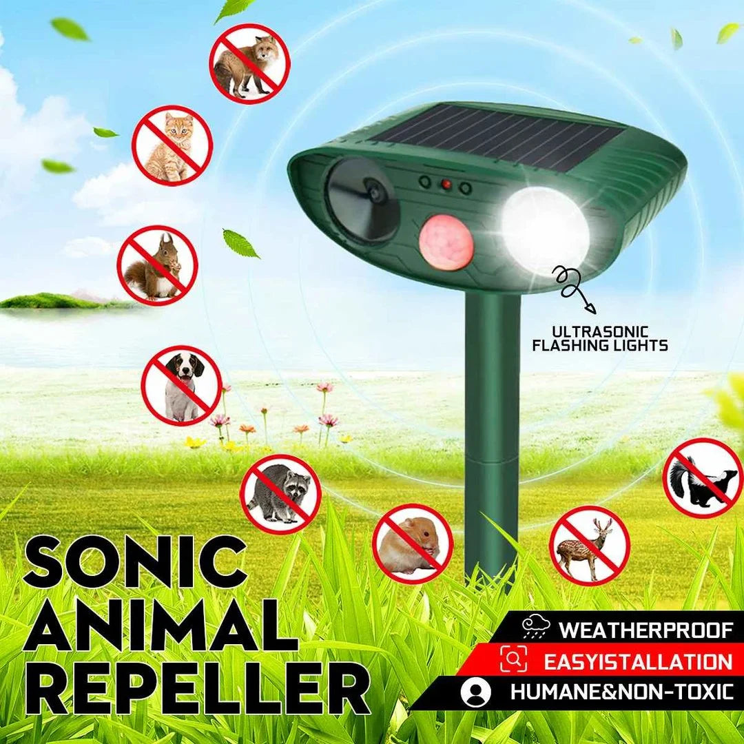 Ultrasonic Chipmunk Repeller - Solar-Powered Deterrent for Quick Chipmunk Control (Results in 48 Hours)