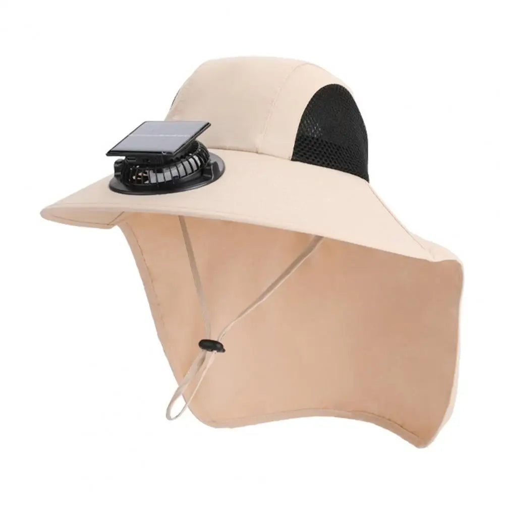 Solar-Powered Fan Hat with Wide Brim for All-Day Cooling and UV Protection