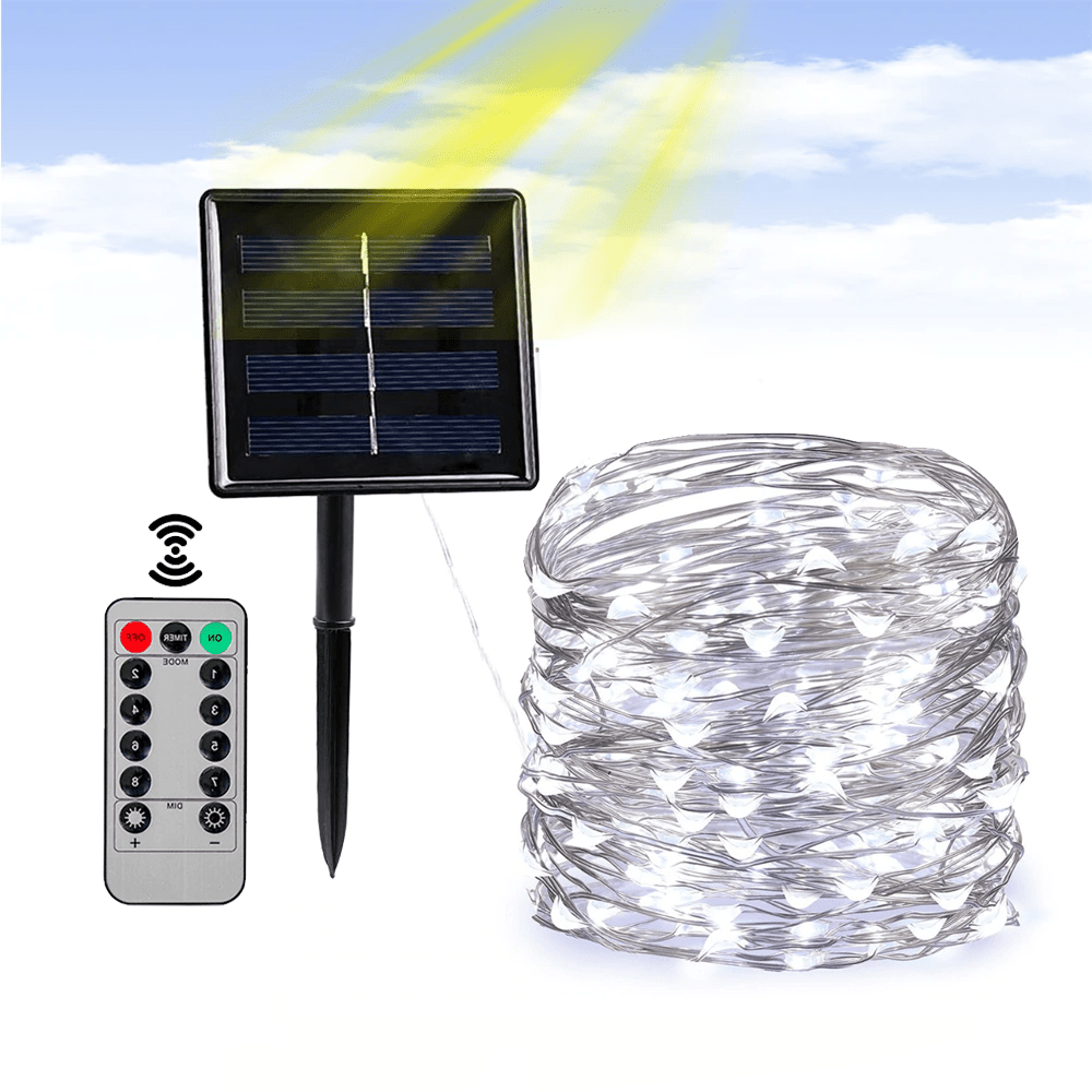 Outdoor Solar String Lights with Clear Cable