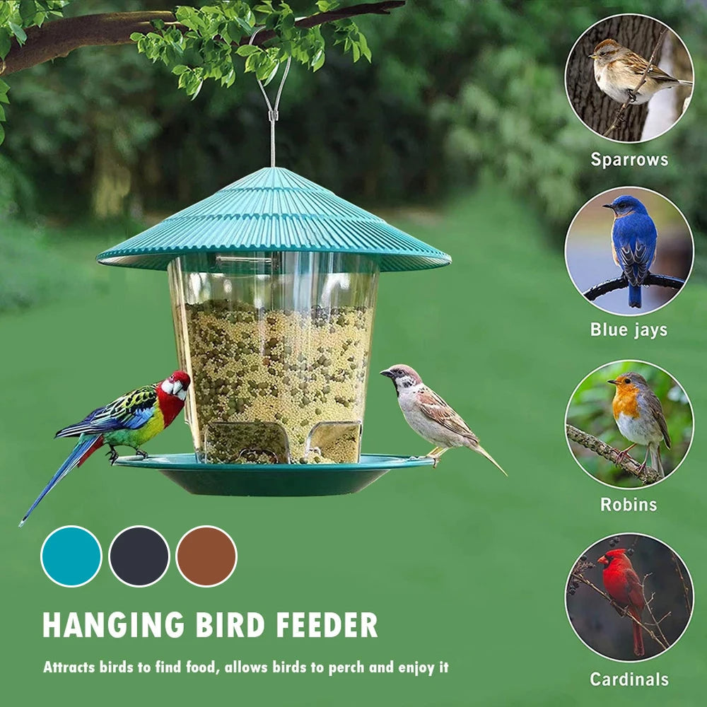 Premium Hanging Bird Feeder with Automatic Seed Dispenser