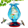 Hand-Blown Glass Hanging Bird Feeder – Elegant Garden Decor for Bird Lovers