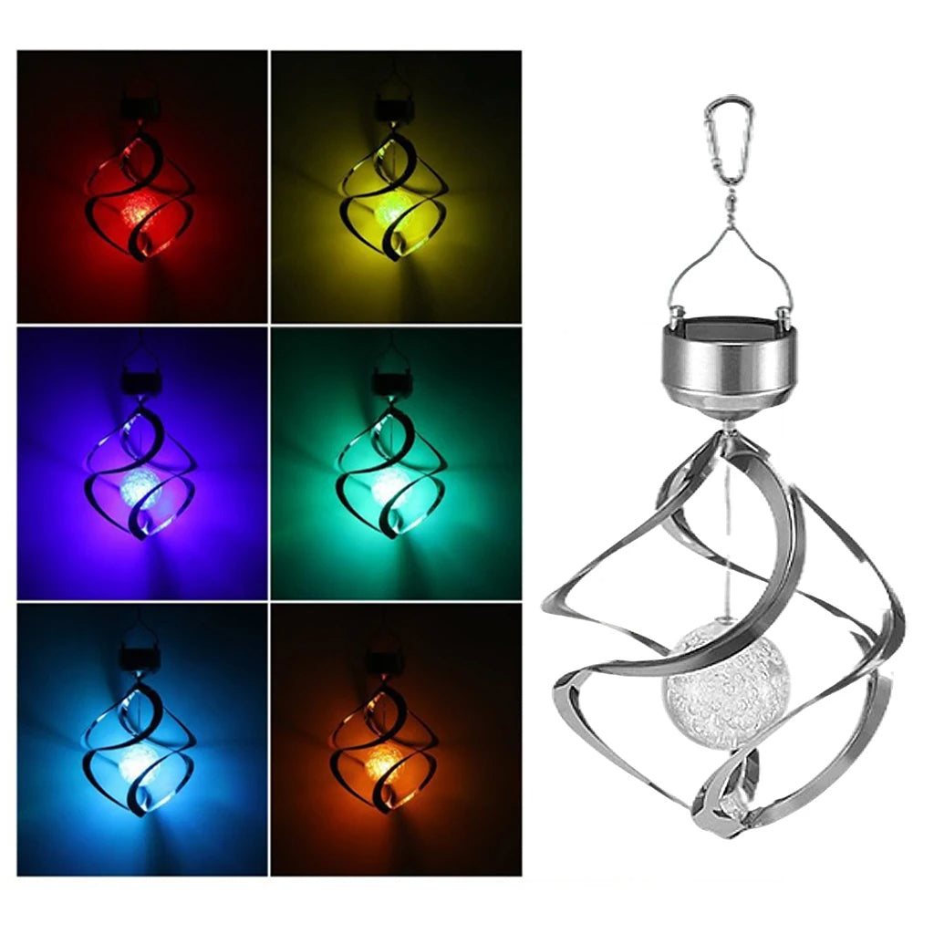 Solar-Powered Wind Chime Spinner LED Lamp for Outdoor Decor