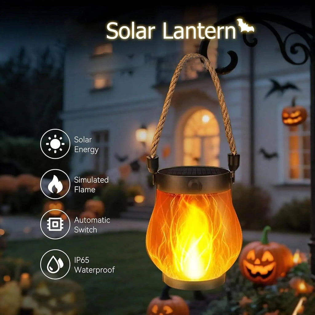 Solar-Powered Flame Lanterns for Outdoor Porch Lighting