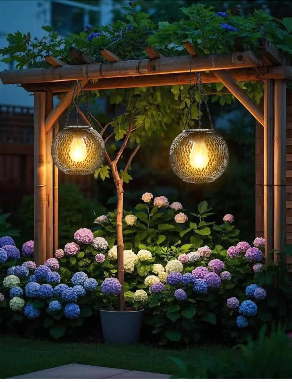 Solar-Powered Outdoor Hanging Lantern for Warm, Eco-Friendly Glow