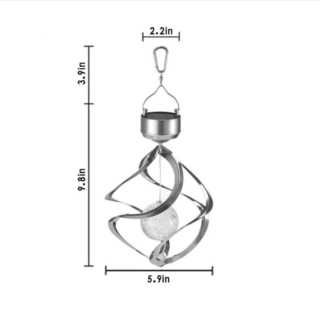 Solar-Powered Wind Chime Spinner LED Lamp for Outdoor Decor