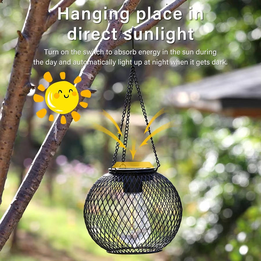 Solar-Powered Outdoor Hanging Lantern for Warm, Eco-Friendly Glow