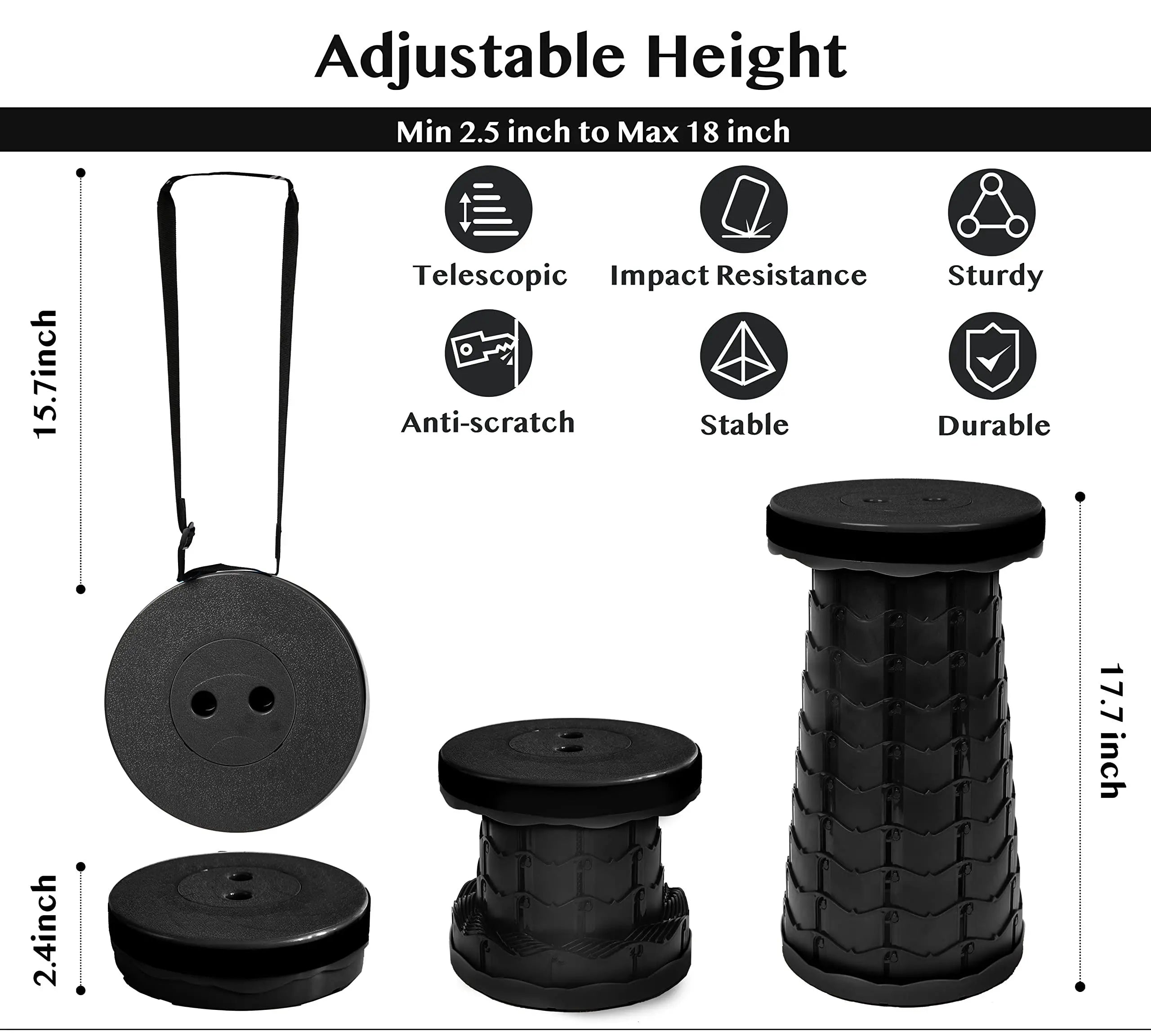 Portable Telescoping Stool – Collapsible Fold-Up Seat for Easy, Anywhere Seating