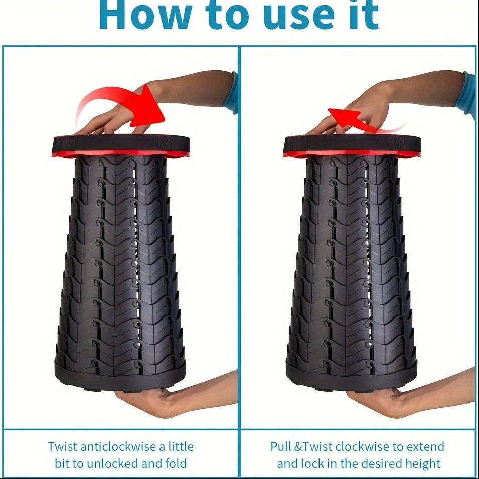 Portable Telescoping Stool – Collapsible Fold-Up Seat for Easy, Anywhere Seating