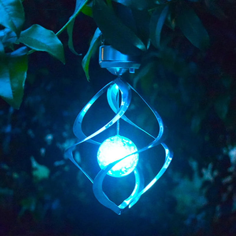 Solar-Powered Wind Chime Spinner LED Lamp for Outdoor Decor