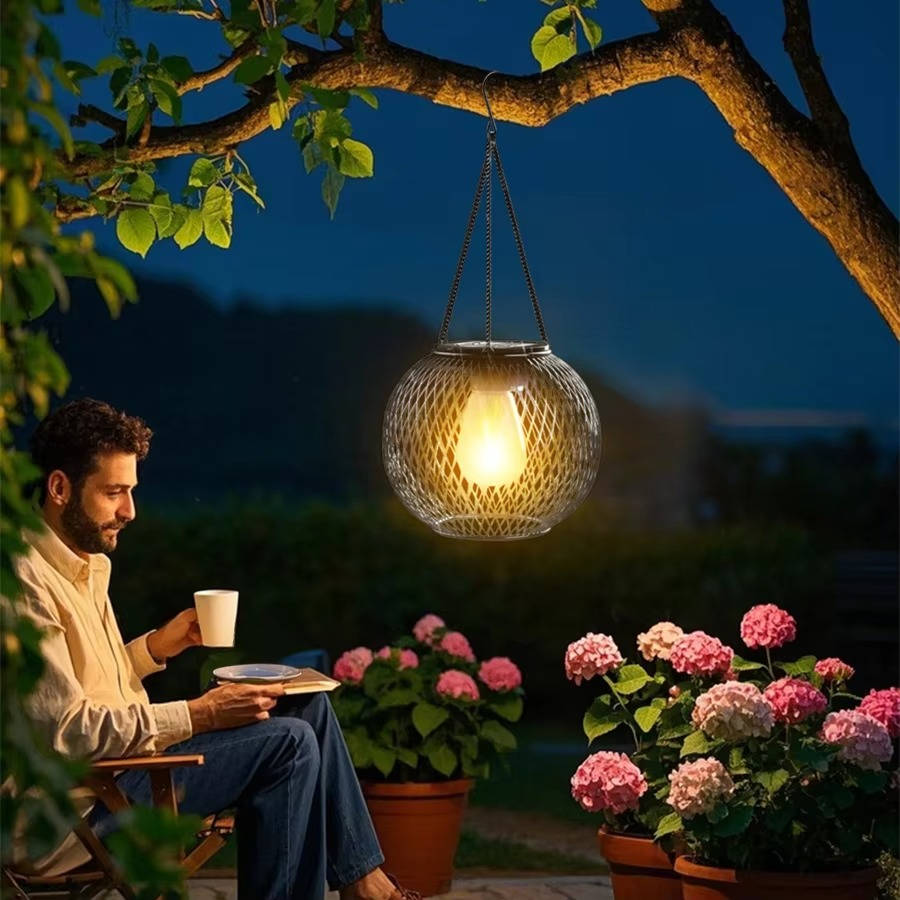 Solar-Powered Outdoor Hanging Lantern for Warm, Eco-Friendly Glow