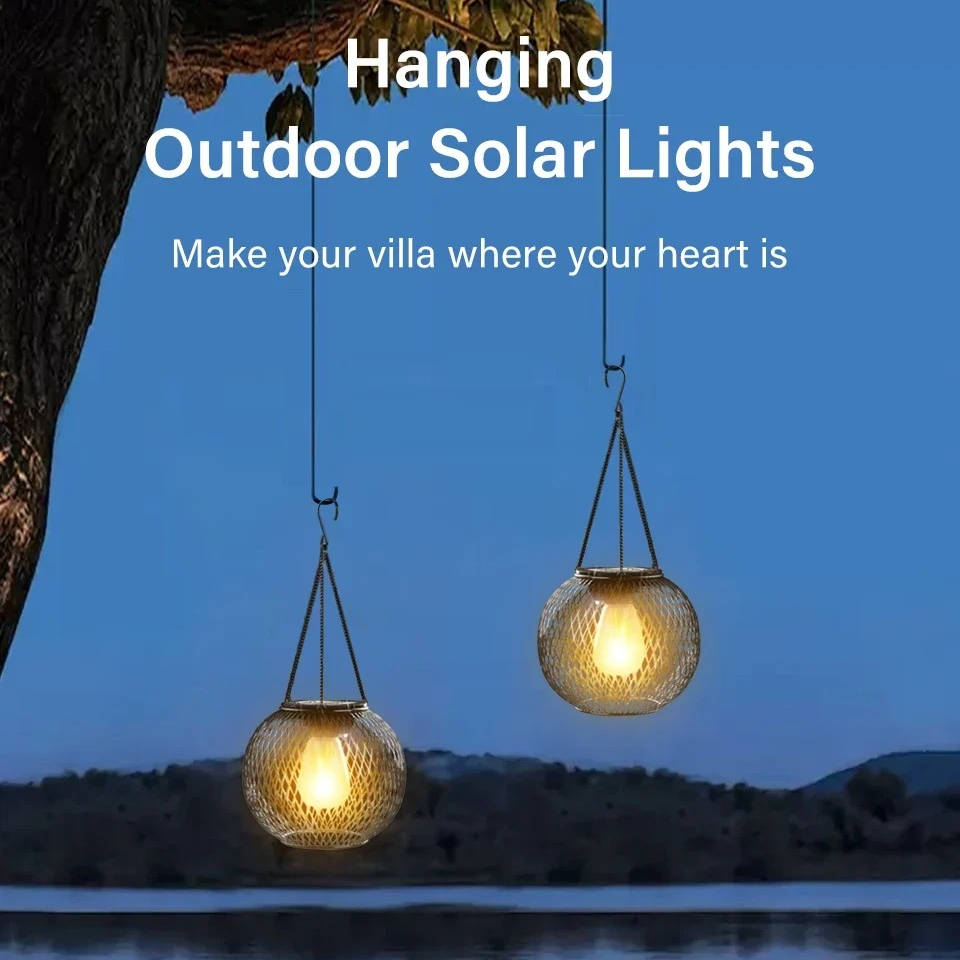 Solar-Powered Outdoor Hanging Lantern for Warm, Eco-Friendly Glow