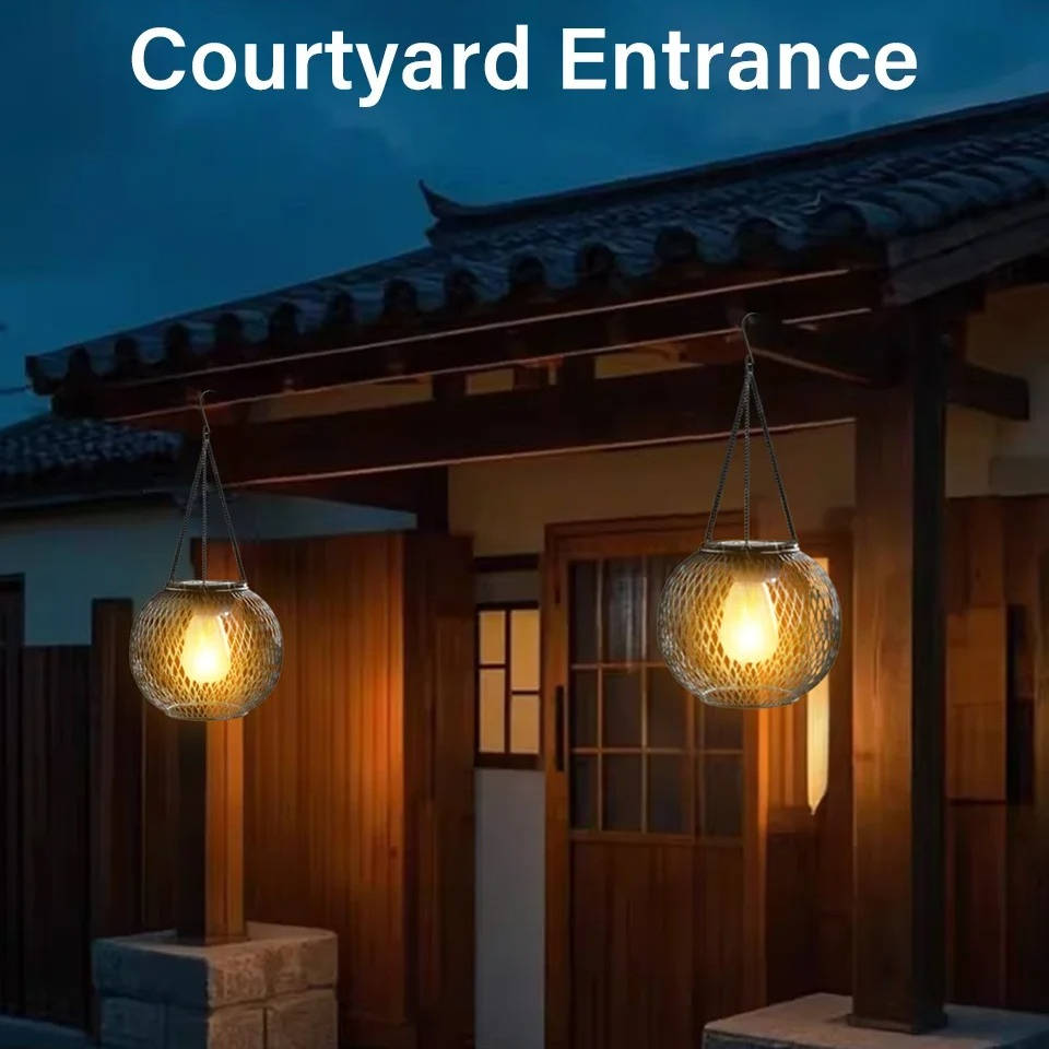 Solar-Powered Outdoor Hanging Lantern for Warm, Eco-Friendly Glow