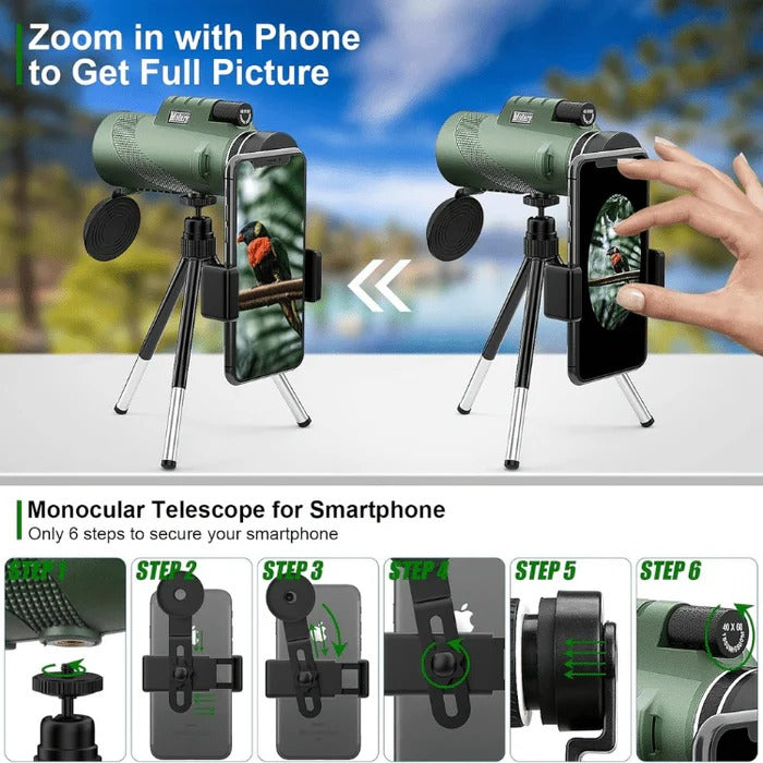 Ultra-Compact Handheld Monocular for Portable, Clear Viewing