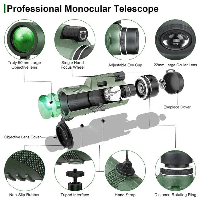 Ultra-Compact Handheld Monocular for Portable, Clear Viewing