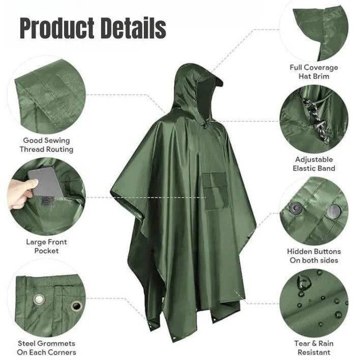 All-Weather Outdoor Rain Poncho for Full Coverage