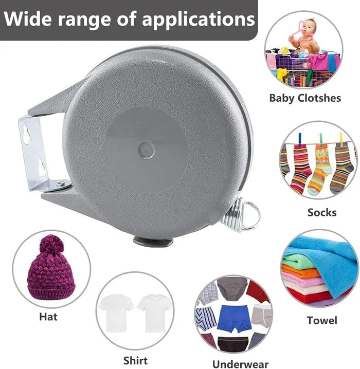 Retractable Clothesline with 360-Degree Swivel Wall Mount – Easy Indoor/Outdoor Drying Solution