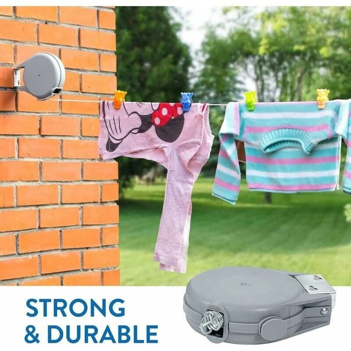 Retractable Clothesline with 360-Degree Swivel Wall Mount – Easy Indoor/Outdoor Drying Solution
