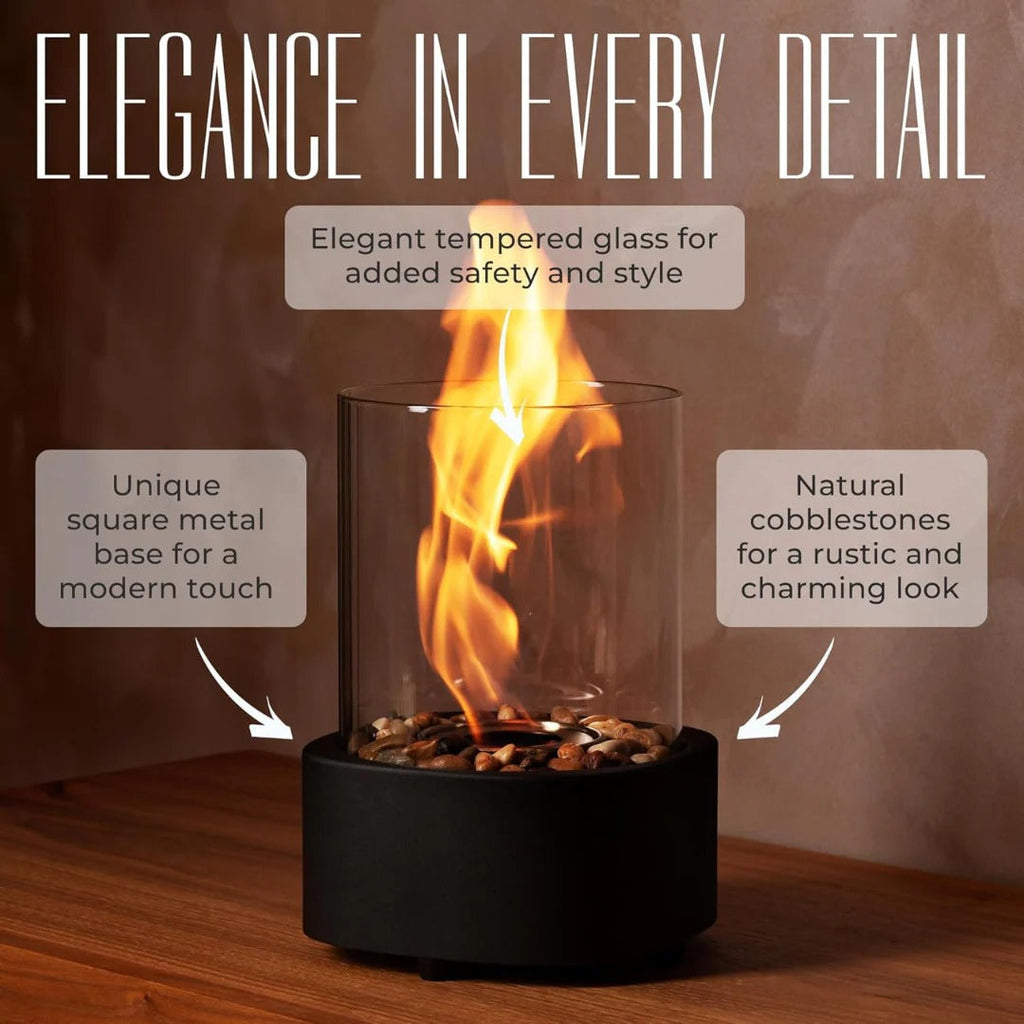 Sleek Portable Glass Tabletop Fireplace for Cozy Ambience
