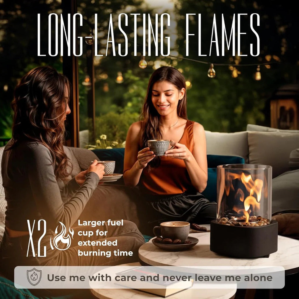 Sleek Portable Glass Tabletop Fireplace for Cozy Ambience