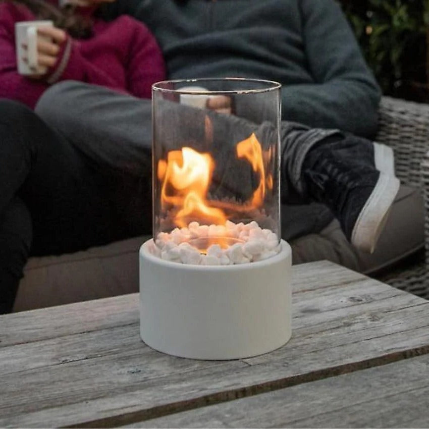 Sleek Portable Glass Tabletop Fireplace for Cozy Ambience