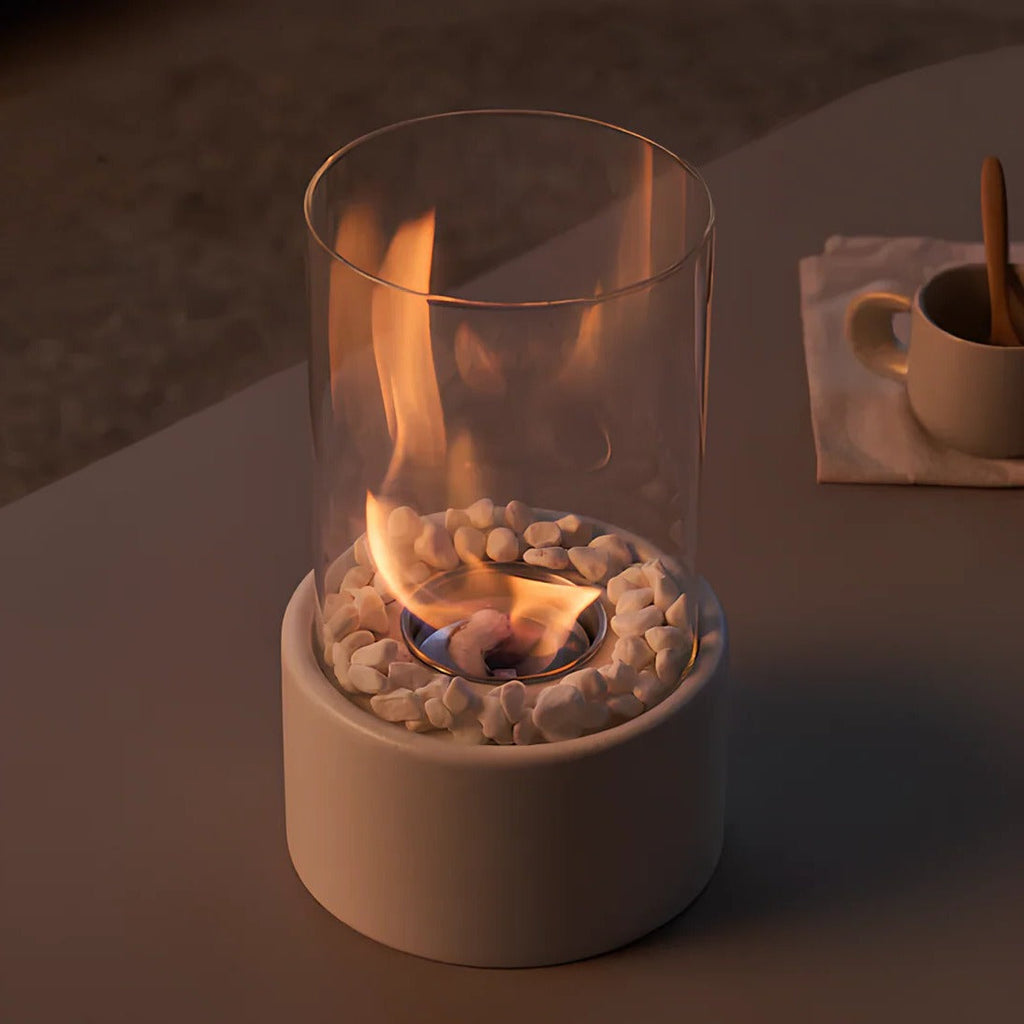 Sleek Portable Glass Tabletop Fireplace for Cozy Ambience