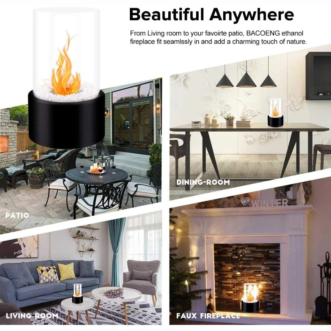 Sleek Portable Glass Tabletop Fireplace for Cozy Ambience