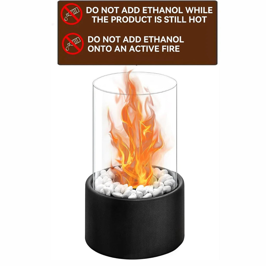 Sleek Portable Glass Tabletop Fireplace for Cozy Ambience