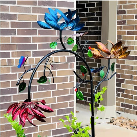 Radiant Summer Flower Wind Spinner for Bright, Colorful Garden Decor