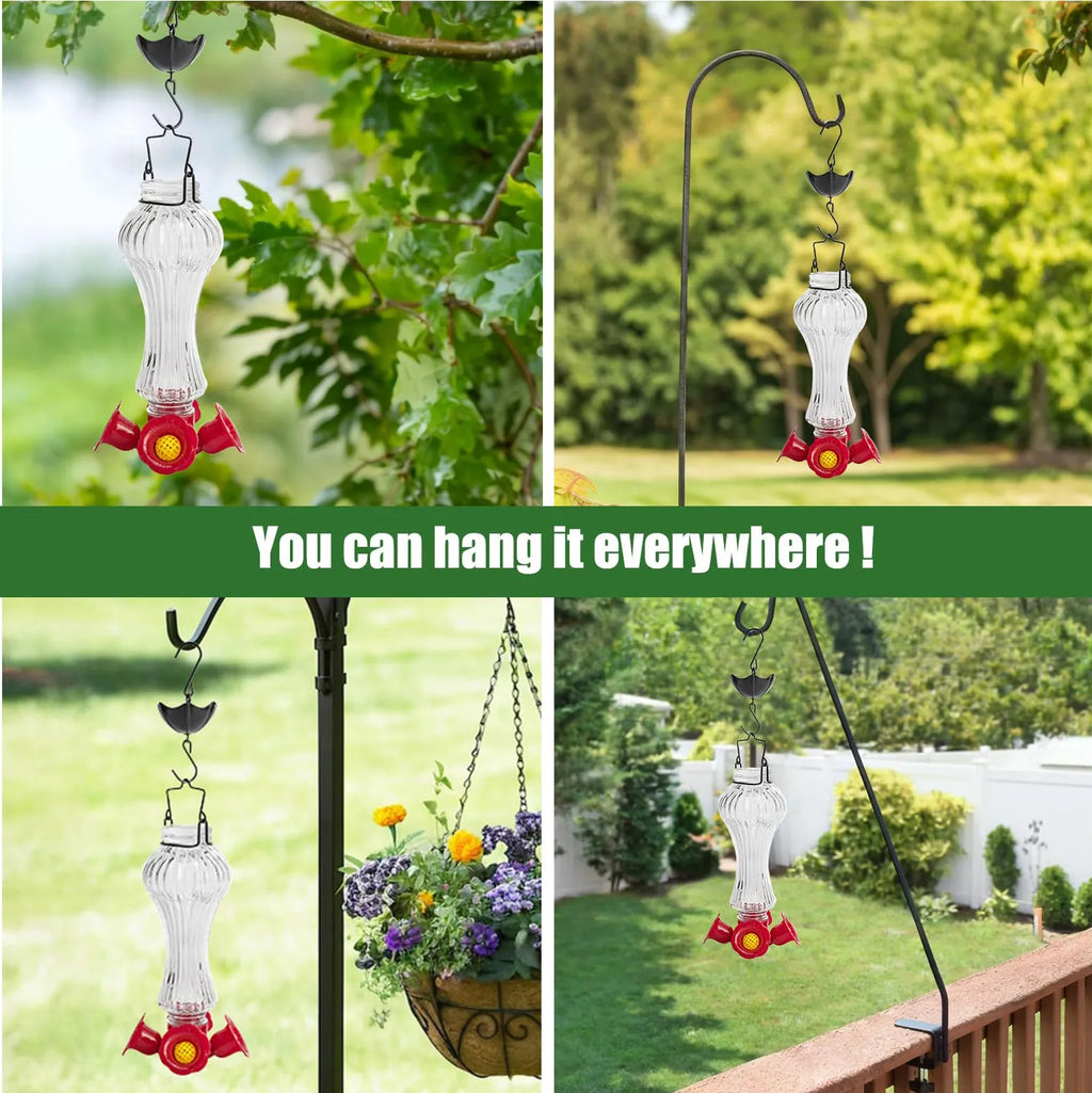 Floral Glass Hummingbird Feeder with Ant Moat