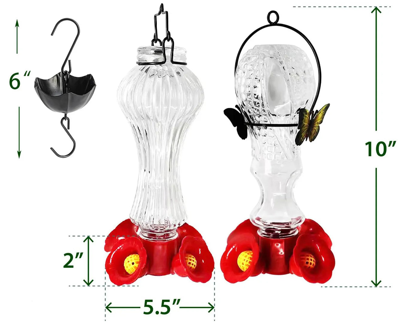 Floral Glass Hummingbird Feeder with Ant Moat
