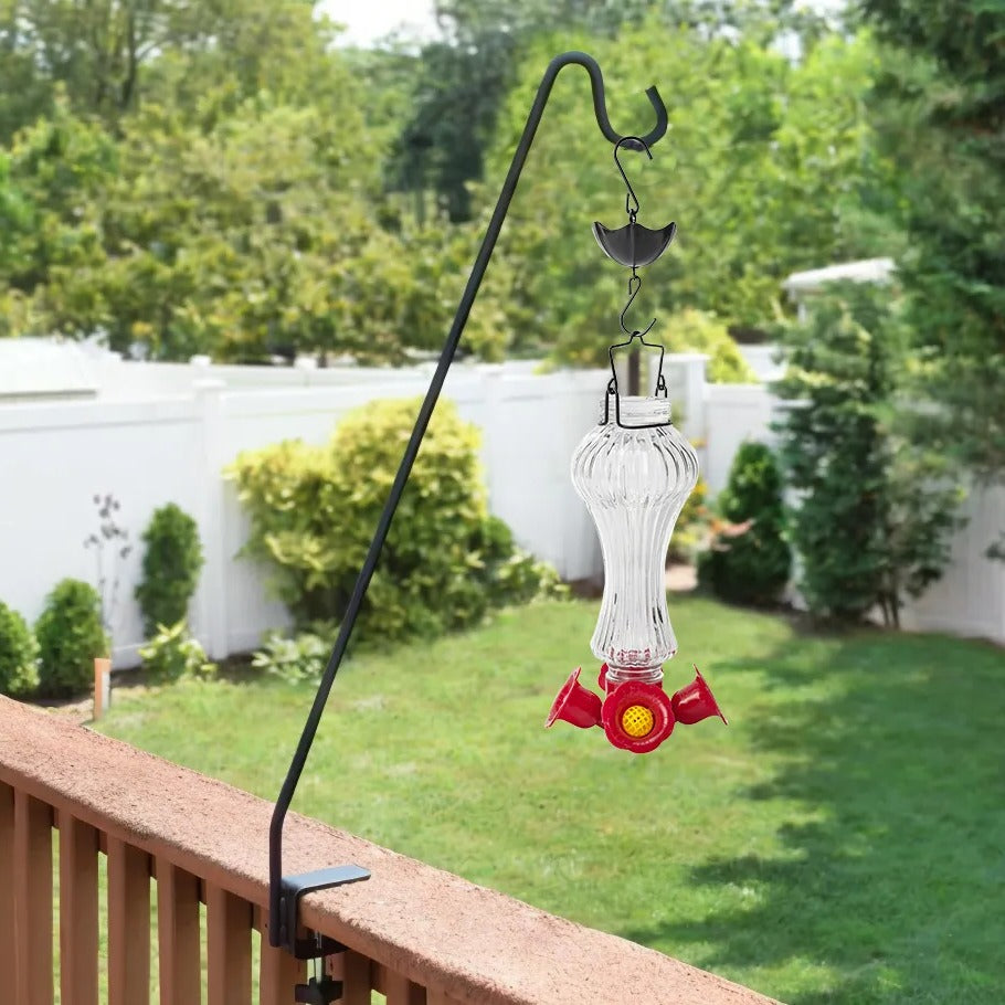 Floral Glass Hummingbird Feeder with Ant Moat