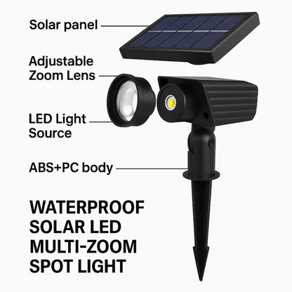 Solar LED Multi-Zoom Spotlight with Adjustable Zoom