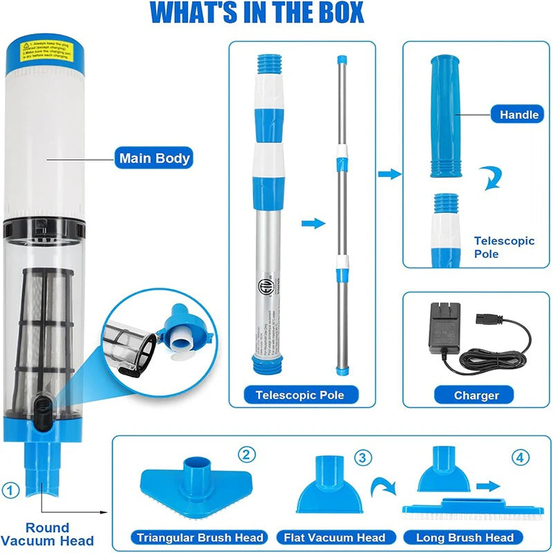 Rechargeable Cordless 3-in-1 Pool Vacuum Cleaner