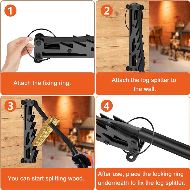 Wall-Mounted Firewood Kindling Splitter - Easy, Safe, Effortless Kindling Prep