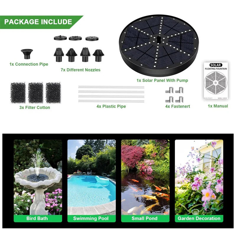 60-LED Solar Fountain – Illuminate Your Garden with a Stunning Water Feature