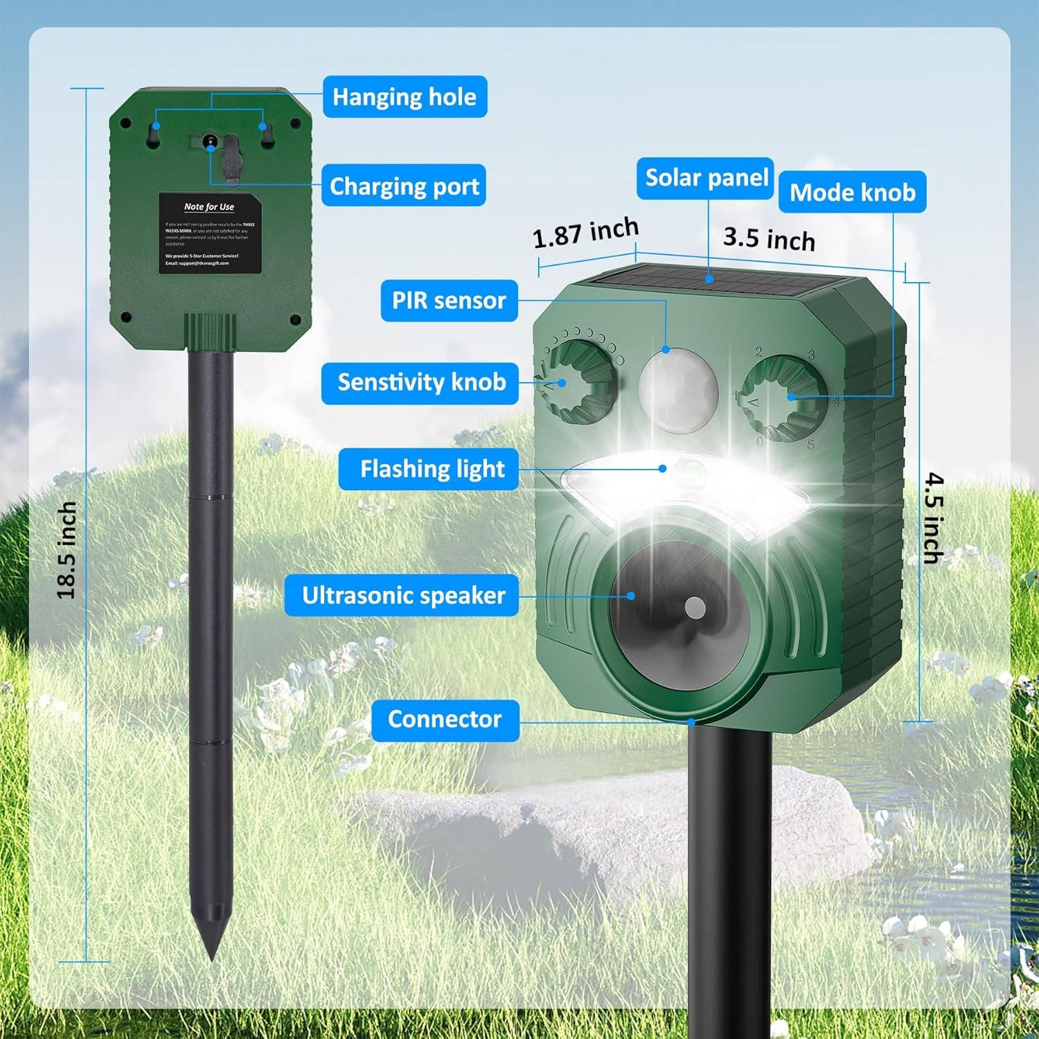 Premium Ultrasonic Outdoor Cat & Dog Deterrent – Advanced, Weatherproof, Humane