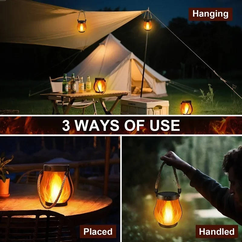 Solar-Powered Flame Lanterns for Outdoor Porch Lighting