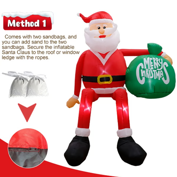 Giant 8-Foot LED Climbing Santa Inflatable – Premium Outdoor Christmas Decor