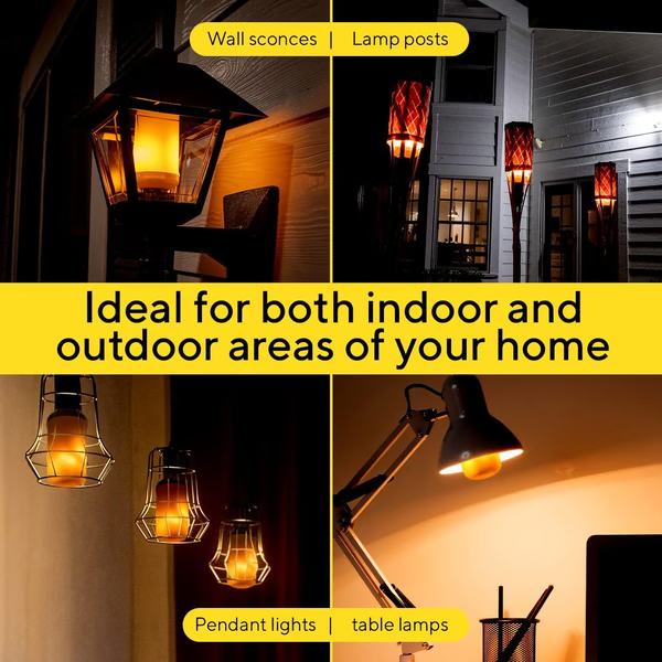 LED Flame-Effect Light Bulb with Realistic Fire Flicker for Cozy Ambience