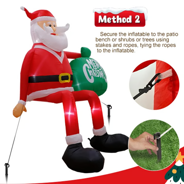 Giant 8-Foot LED Climbing Santa Inflatable – Premium Outdoor Christmas Decor