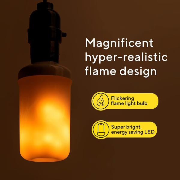 LED Flame-Effect Light Bulb with Realistic Fire Flicker for Cozy Ambience