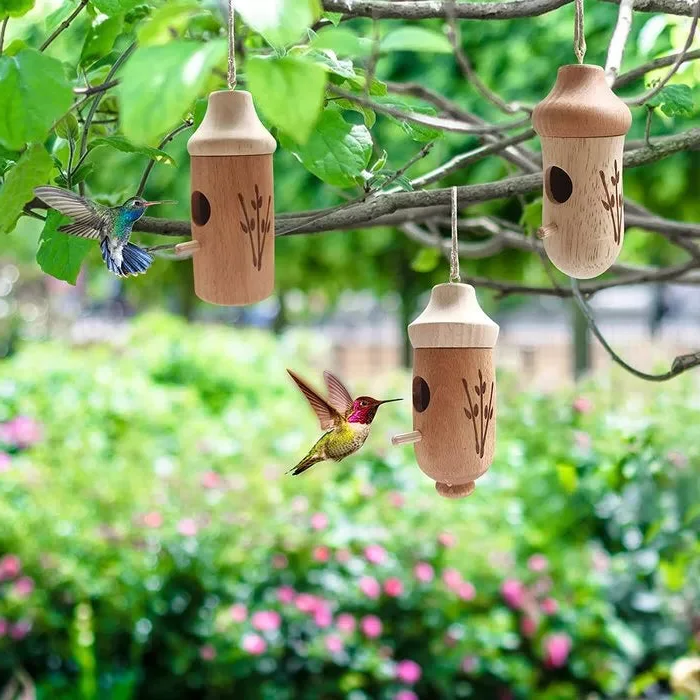 Handcrafted Wooden Hummingbird House - A Charming Gift for Nature Lovers