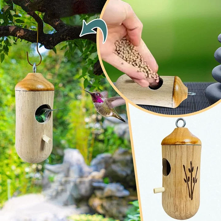 Handcrafted Wooden Hummingbird House - A Charming Gift for Nature Lovers