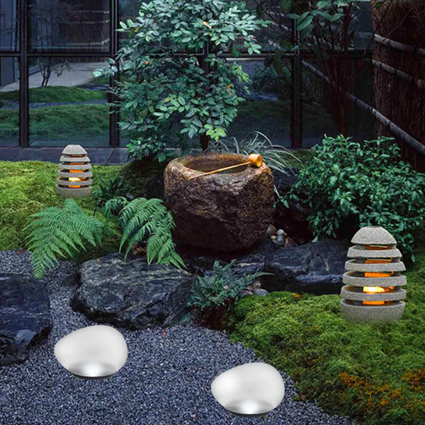 Solar Pebble LED Outdoor Landscape Light with Sandblasted Glass and ABS Housing